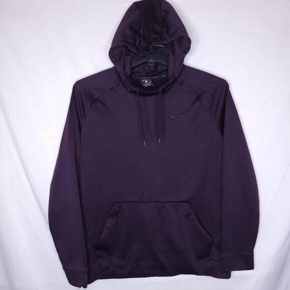 Nike Hoodie Mens Large Purple Fleece Sportswear Training Scuba Swoosh Therma Dri - Picture 1 of 11
